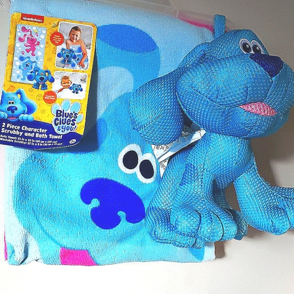 Blue's Clues & You 2 pc Bath Towel & Scrubby Blue Dog Bathtime = Funtime - Picture 3 of 5